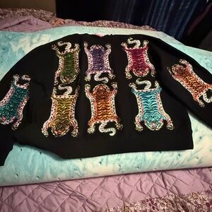 Queen Of Spakles Colored Multi Tiger Sweatshirt